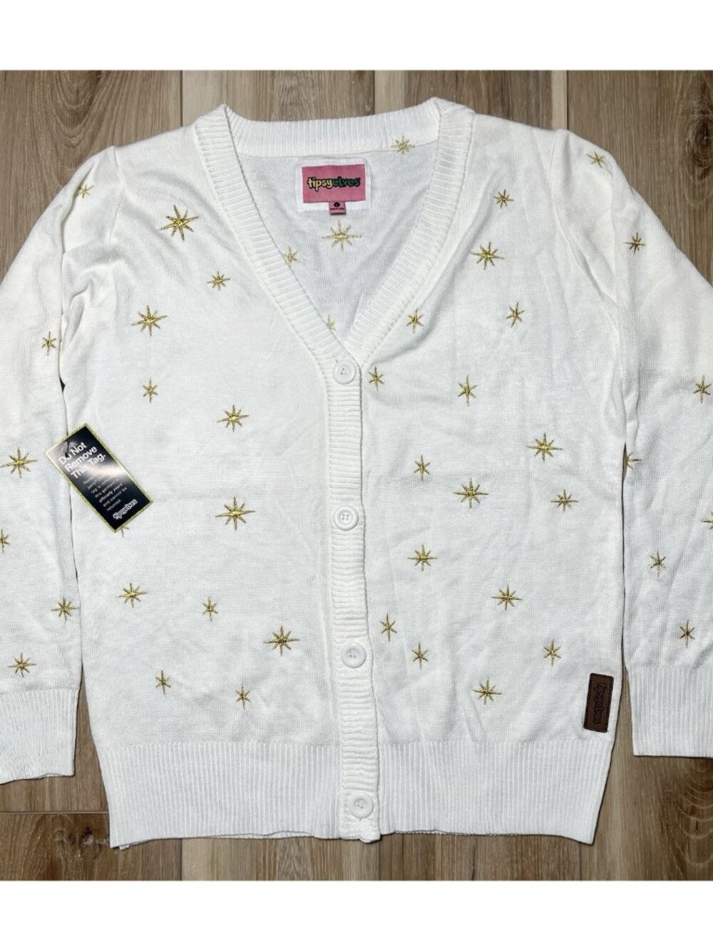 NWT Tipsy Elves Christmas Tree Skirt White Cardigan Sweater - Women Size Large